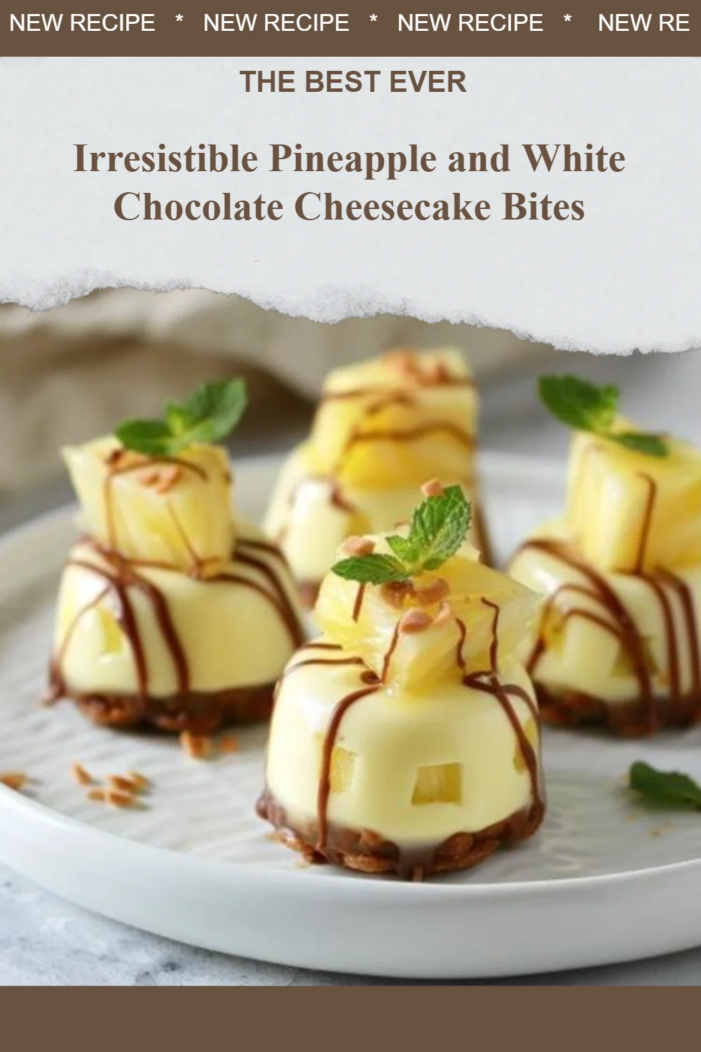 Bouchées de cheesecake à l'ananas et chocolat blanc délicieuses