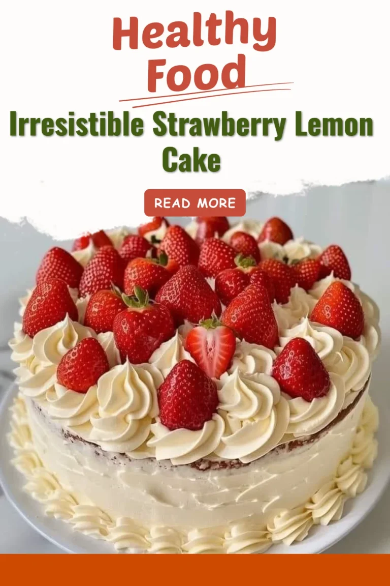 Gâteau aux fraises et au citron frais, décoré avec des fraises et de la crème