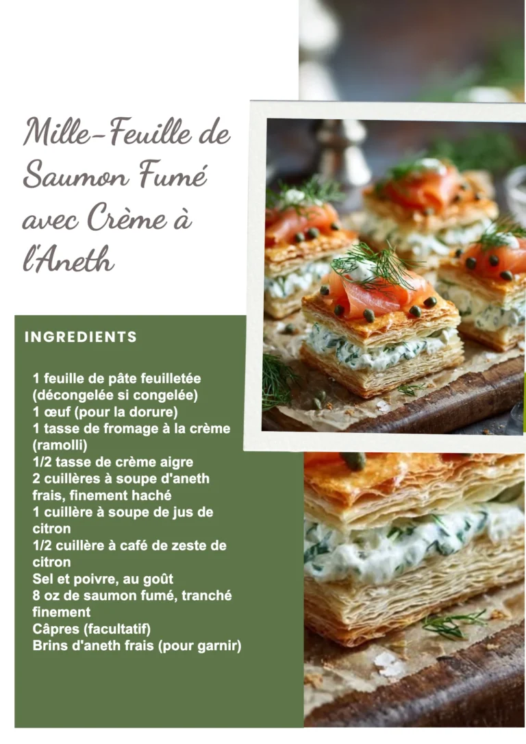 Mille-Feuille de Saumon Fumé avec Crème à l'Aneth, plat élégant et savoureux