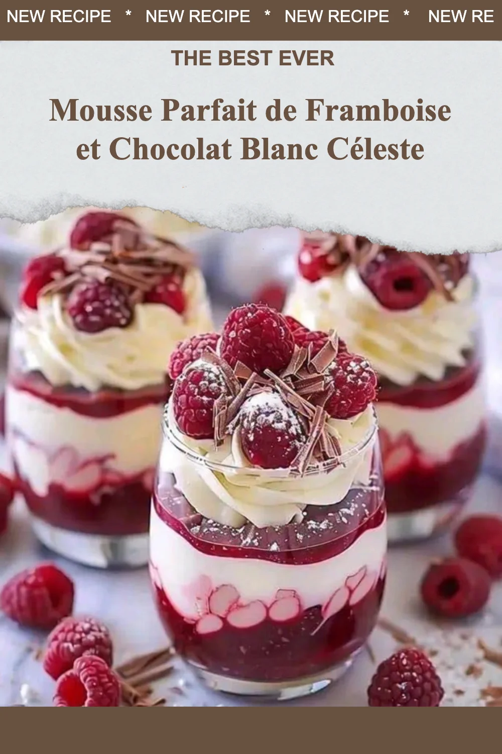 Mousse Parfait de Framboise et Chocolat Blanc, un dessert élégant et délicieux.