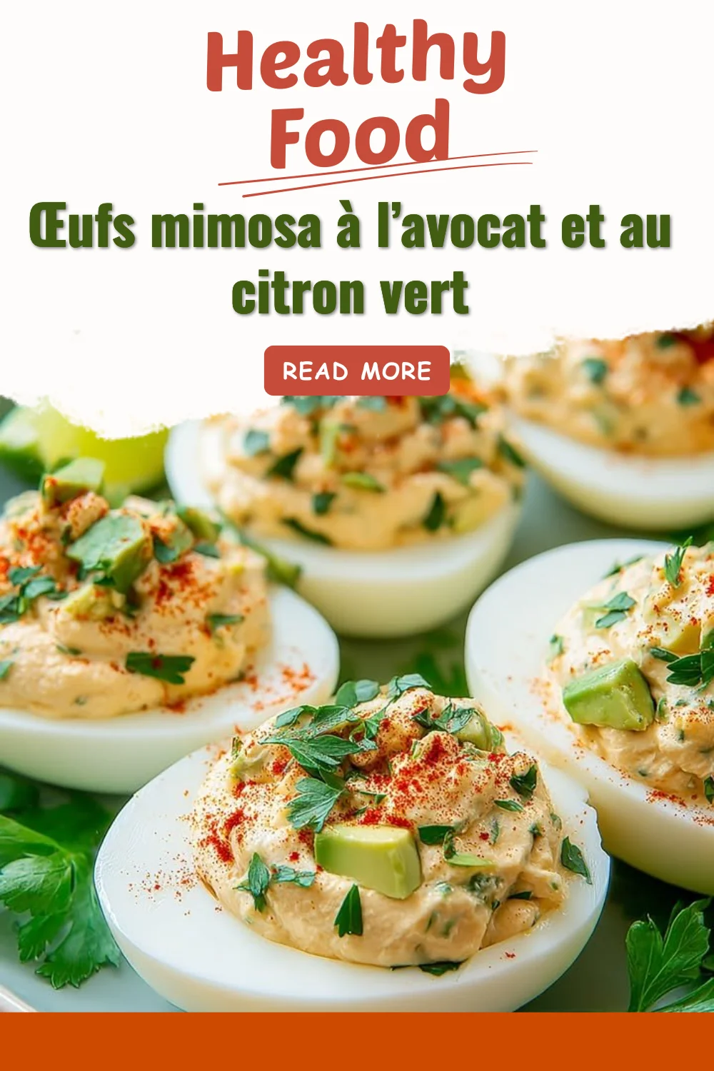 Œufs mimosa avec avocat et citron vert, une recette appétissante et raffinée.