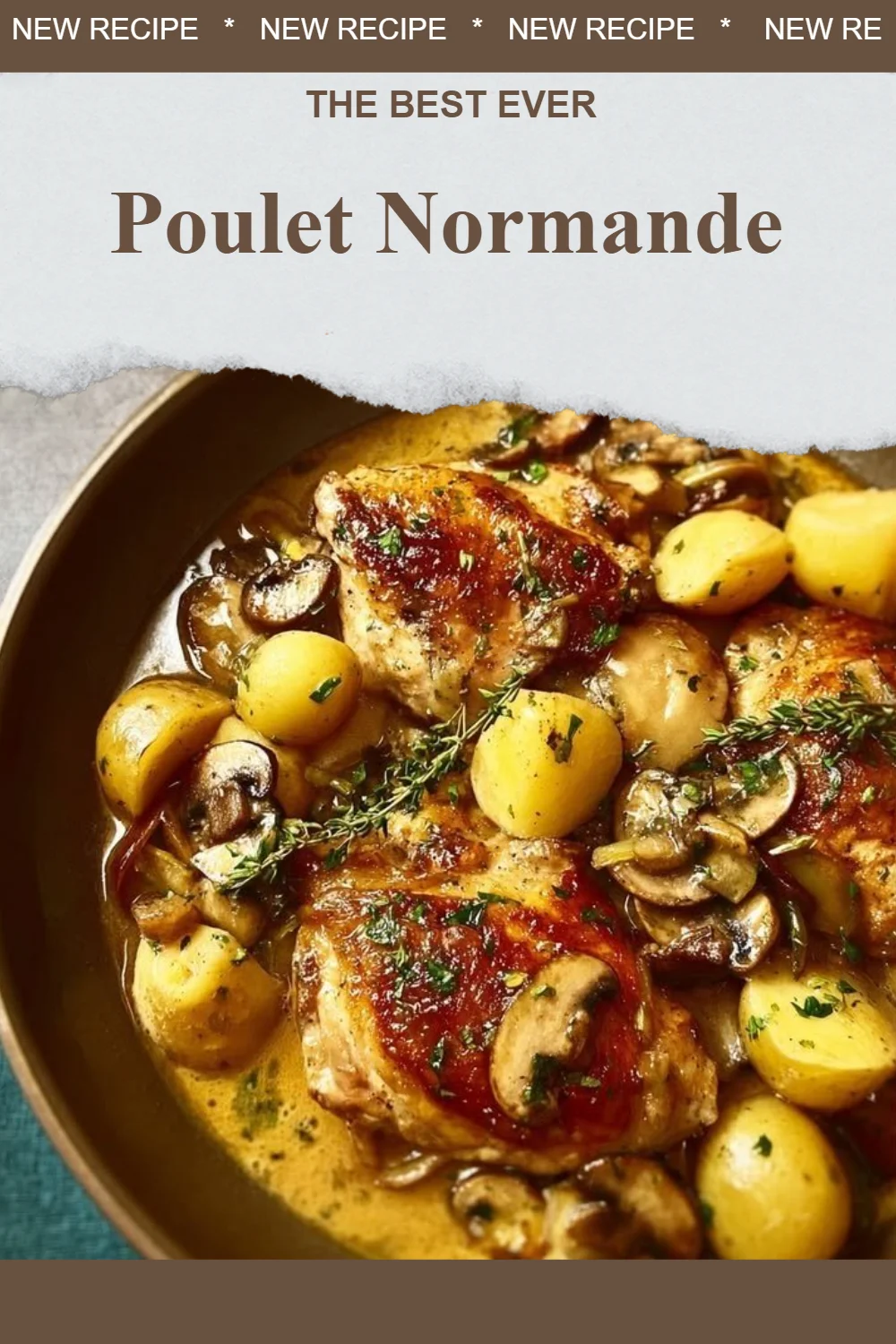 Filet de Poulet Normande préparé avec crème et pommes à cidre