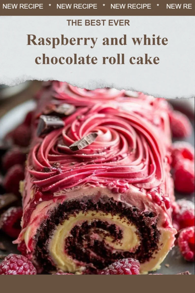 Roll cake à la framboise et chocolat blanc, dessert élégant et savoureux.