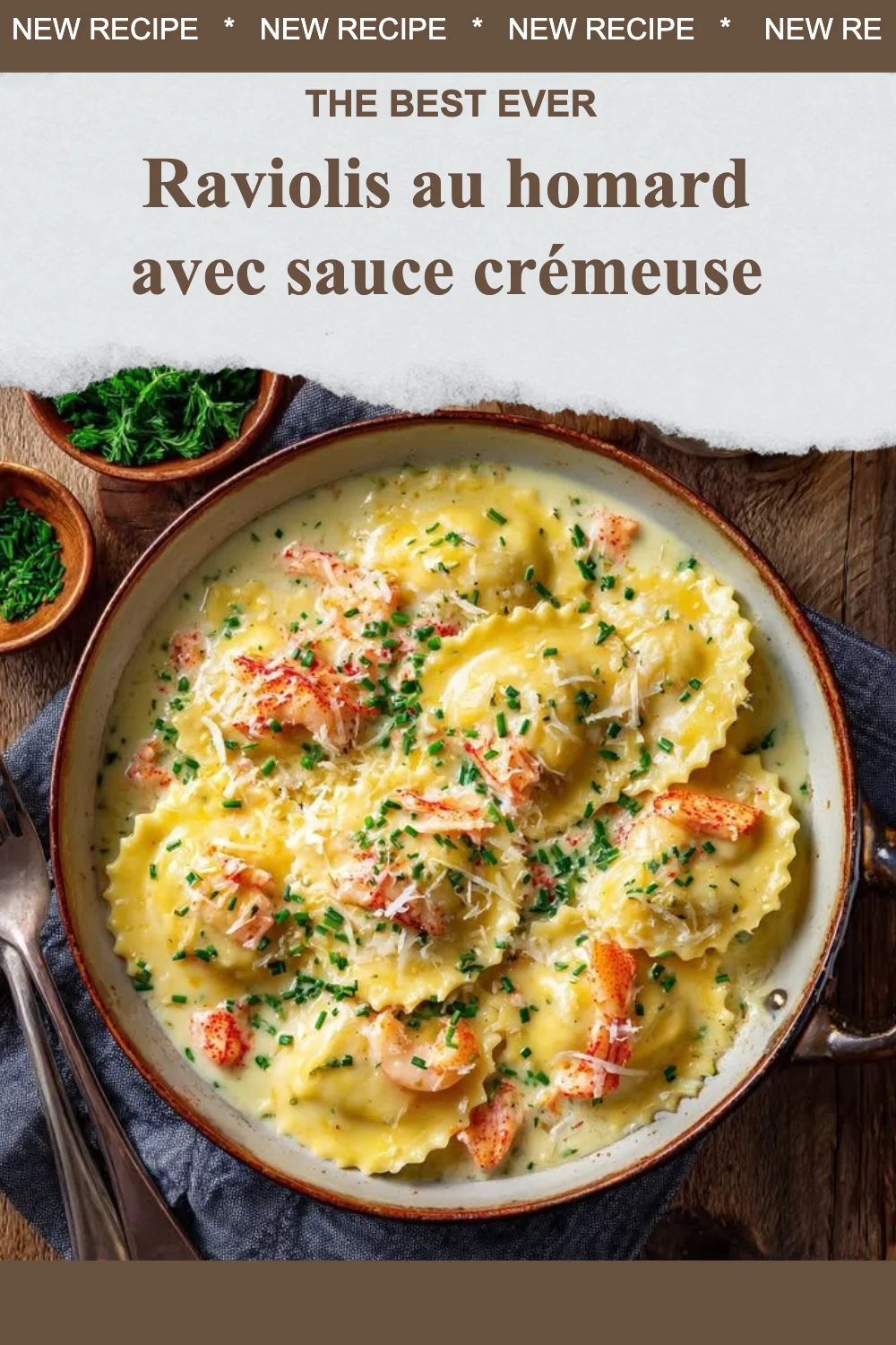 Raviolis au homard dans une sauce crémeuse appétissante