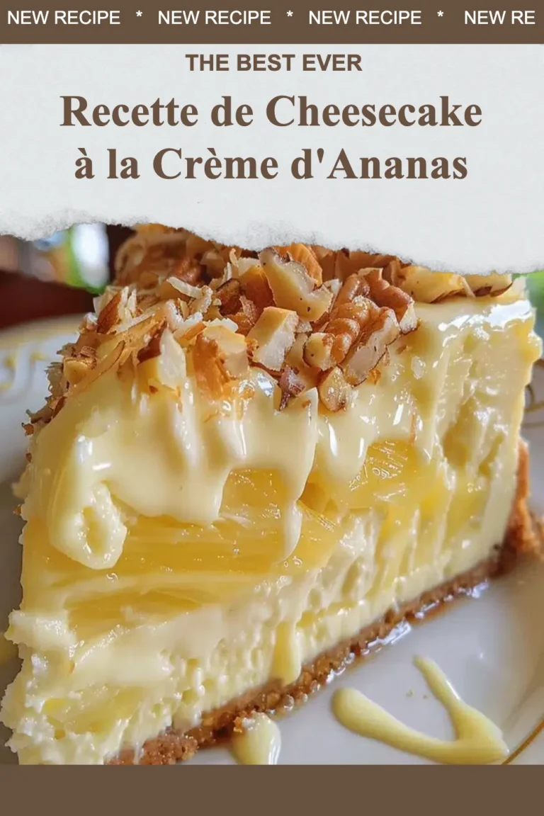Cheesecake à la Crème d'Ananas décoré de tranches d'ananas frais