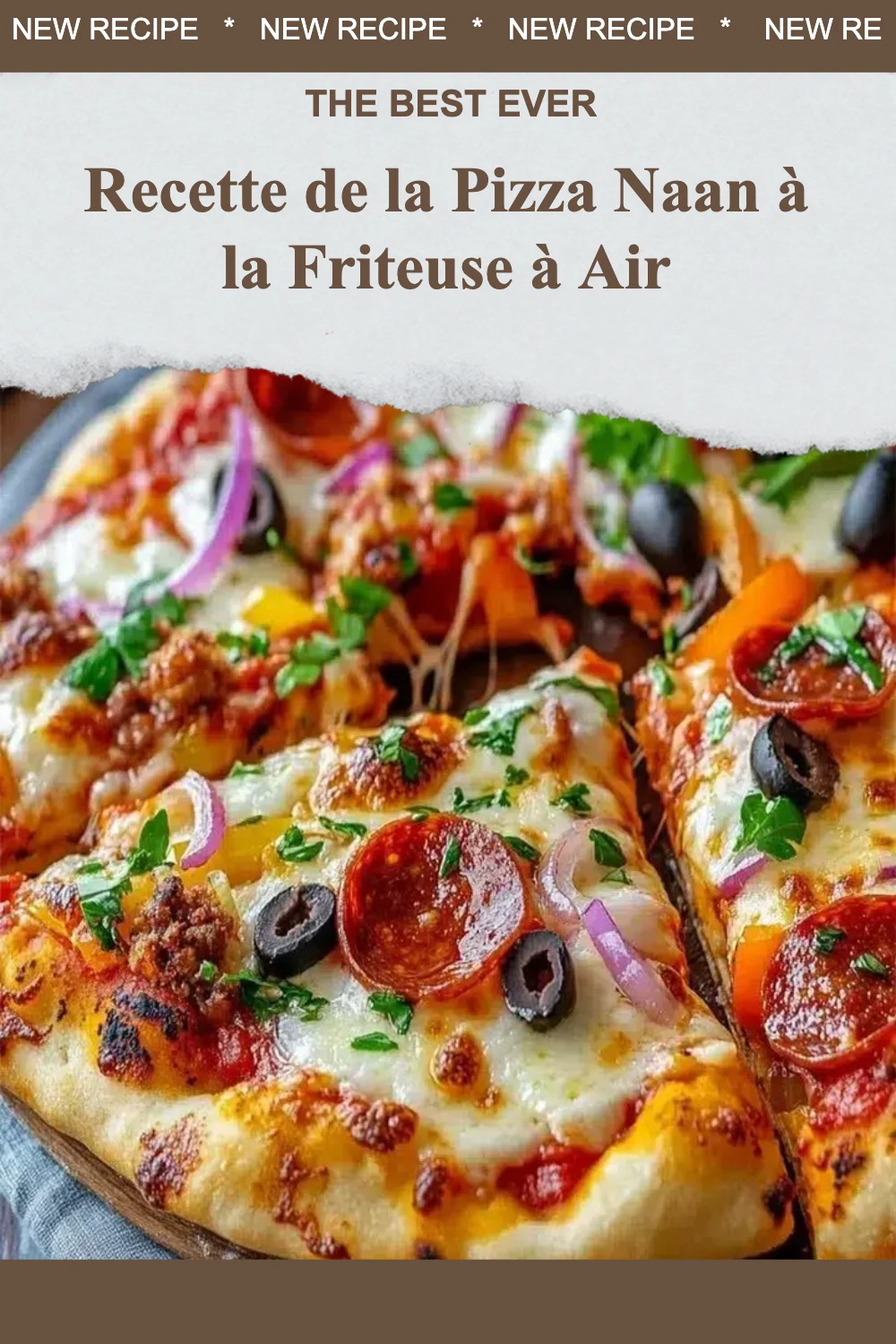 Recette de Pizza Naan cuite à la friteuse à air, délicieuse et facile à préparer.