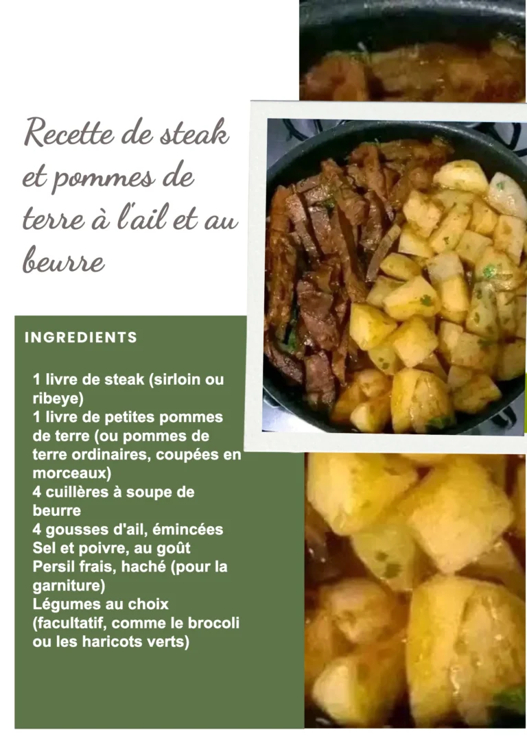 Recette de steak et pommes de terre à l'ail avec du beurre en plat savoureux