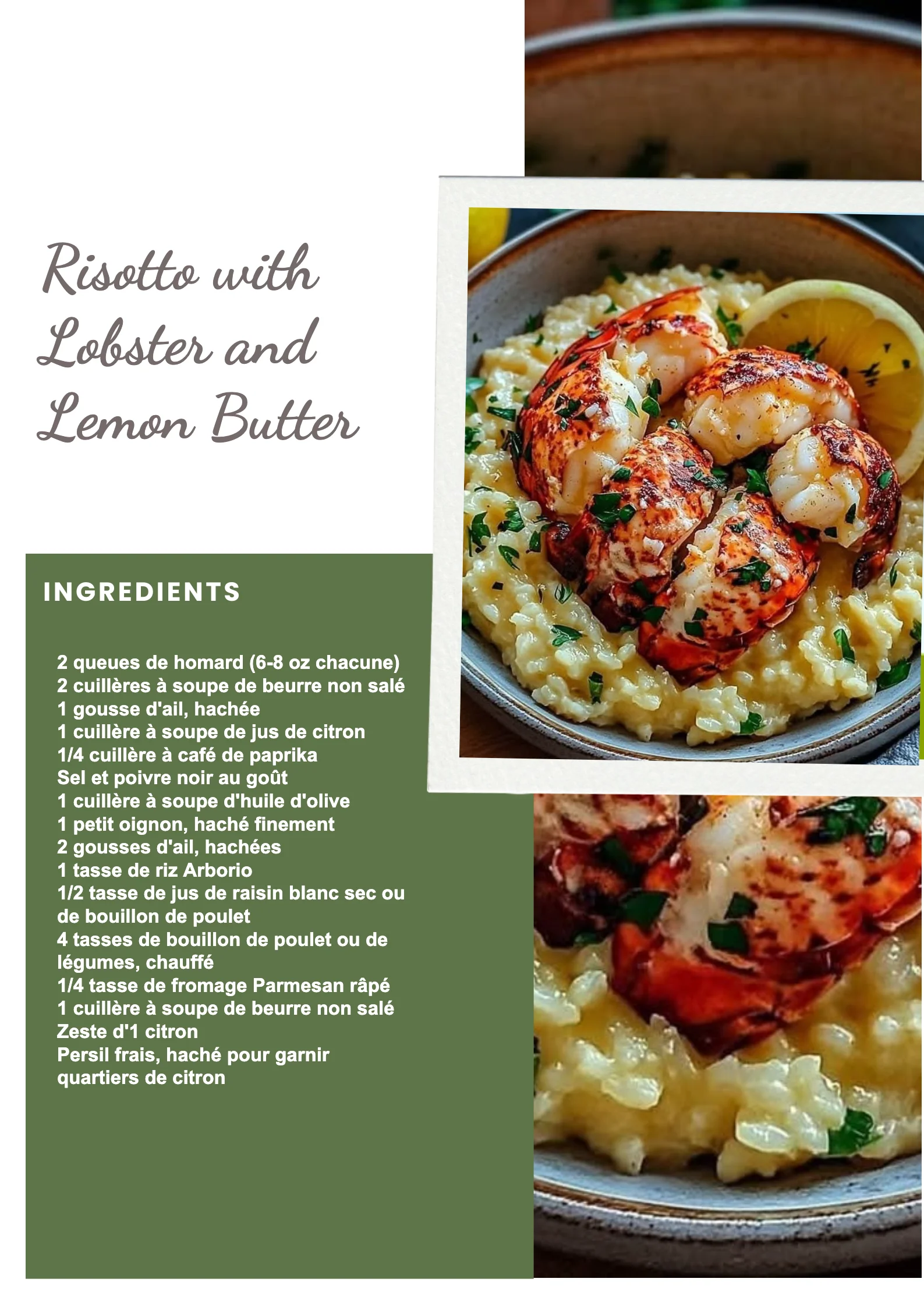 Risotto crémeux aux homards et au beurre de citron, plat gastronomique