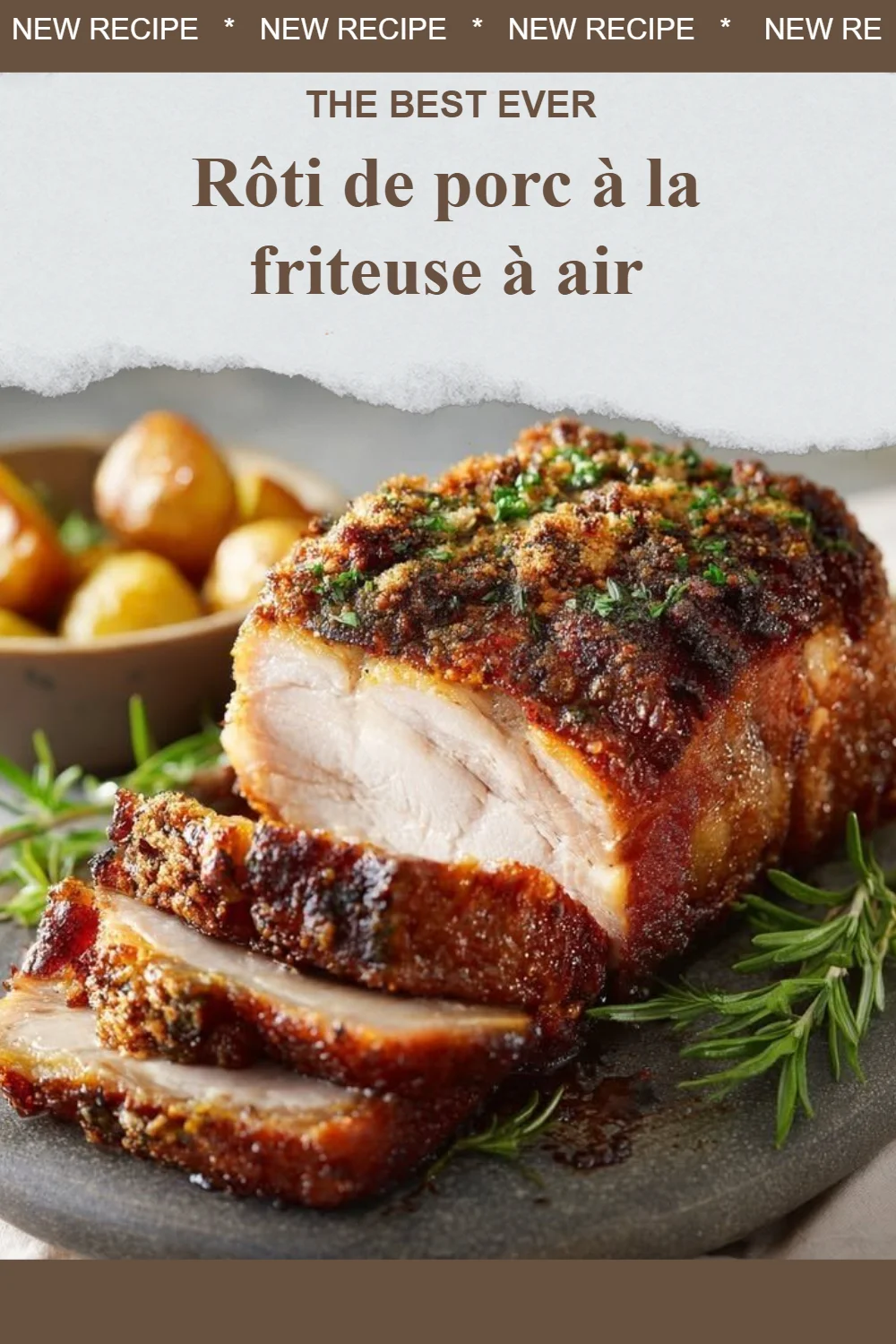 Rôti de porc cuit à la friteuse à air, croustillant et savoureux