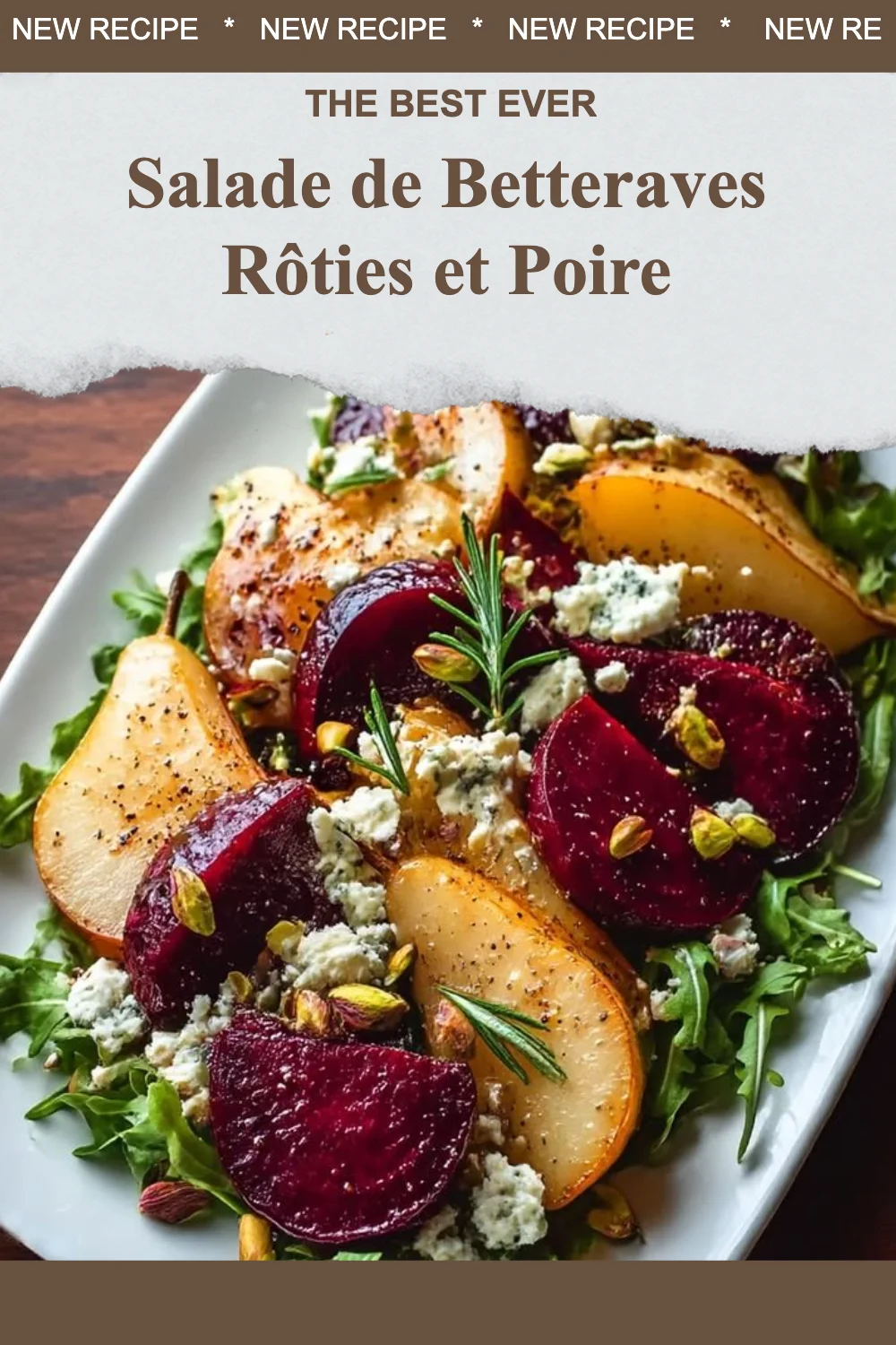 Salade de betteraves rôties et poire servie dans un bol