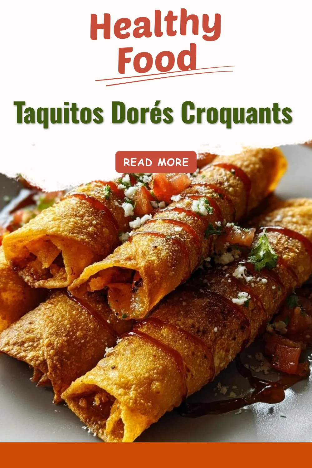Taquitos Dorés Croquants servis avec sauce salsa
