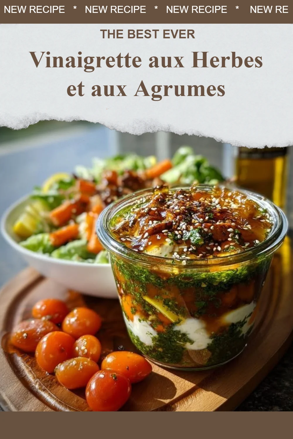 Vinaigrette aux herbes et aux agrumes dans un bol