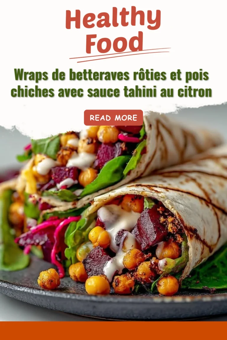 Wraps de betteraves rôties avec pois chiches et sauce tahini au citron