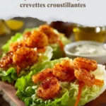 Bol de riz croustillant à la noix de coco avec crevettes au piment et à la lime.