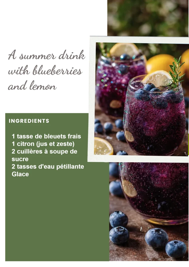 Boisson d'été aux myrtilles et citron dans un verre rafraîchissant