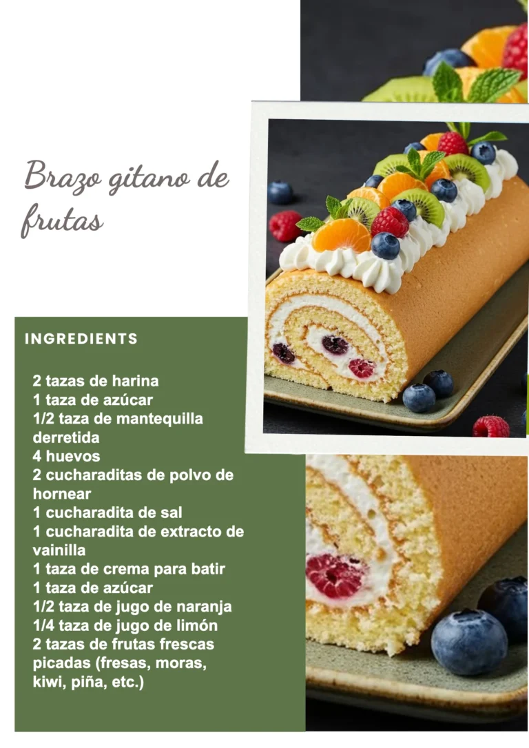 Brazo gitano de fruits, un dessert espagnol coloré et frais fait maison.