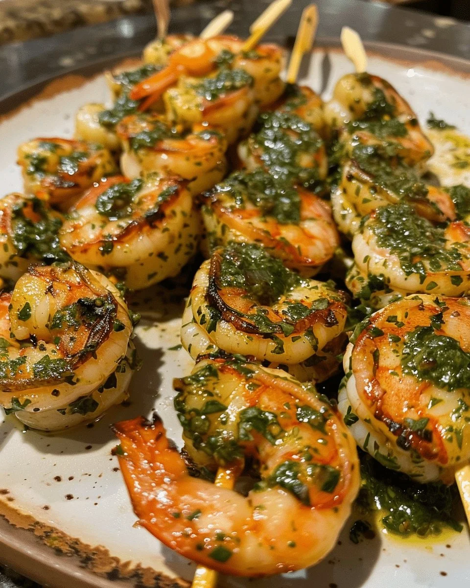 Brochettes de crevettes grill&eacute;es au chimichurri : une recette estivale savoureuse, fra&icirc;che et facile
