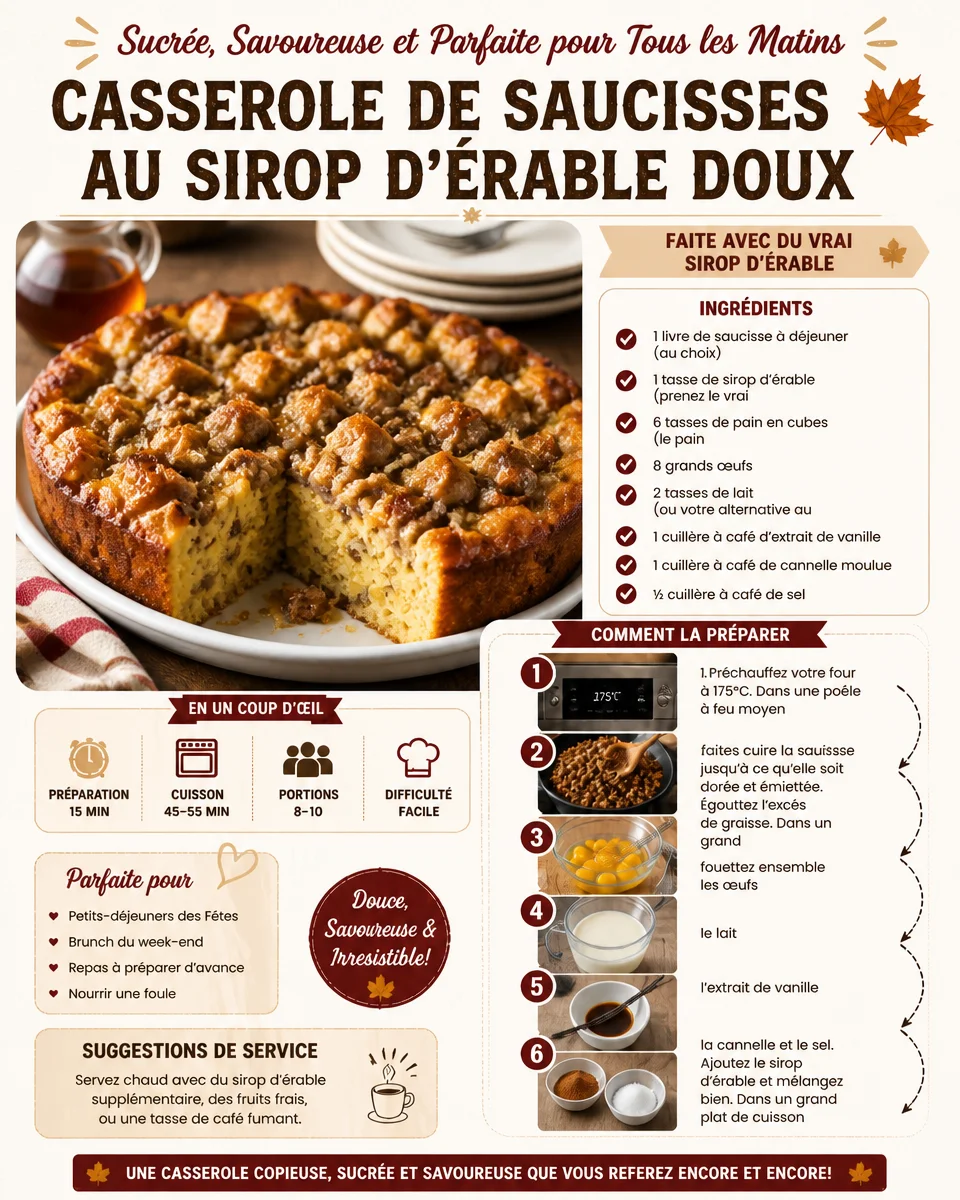 Casserole de saucisses au sirop d'érable doux, un plat savoureux et réconfortant