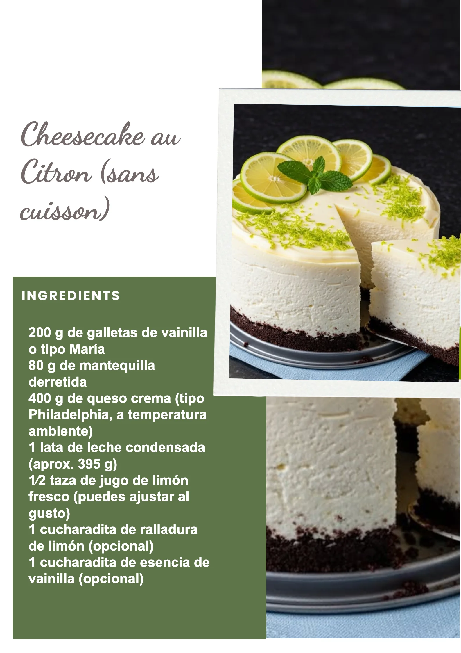 Cheesecake au citron sans cuisson, dessert frais et savoureux