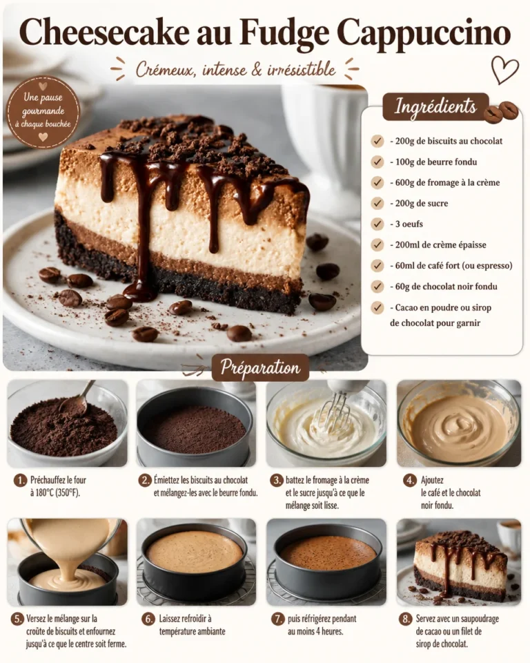 Cheesecake au fudge cappuccino avec une texture crémeuse et délicieuse
