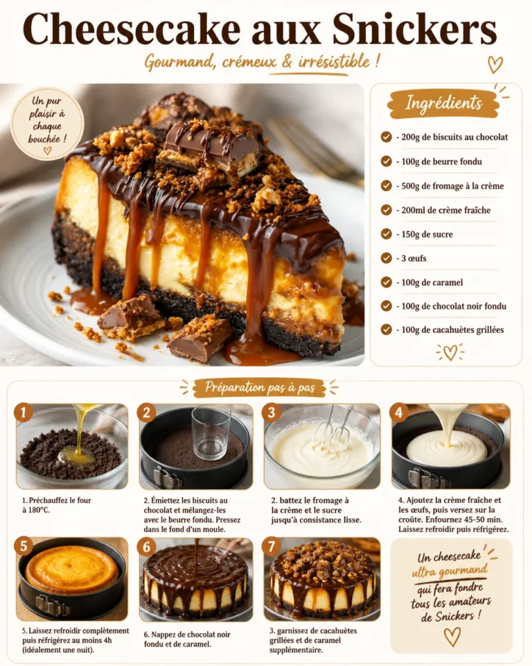 Cheesecake aux Snickers garni de morceaux de chocolat et de cacahuètes