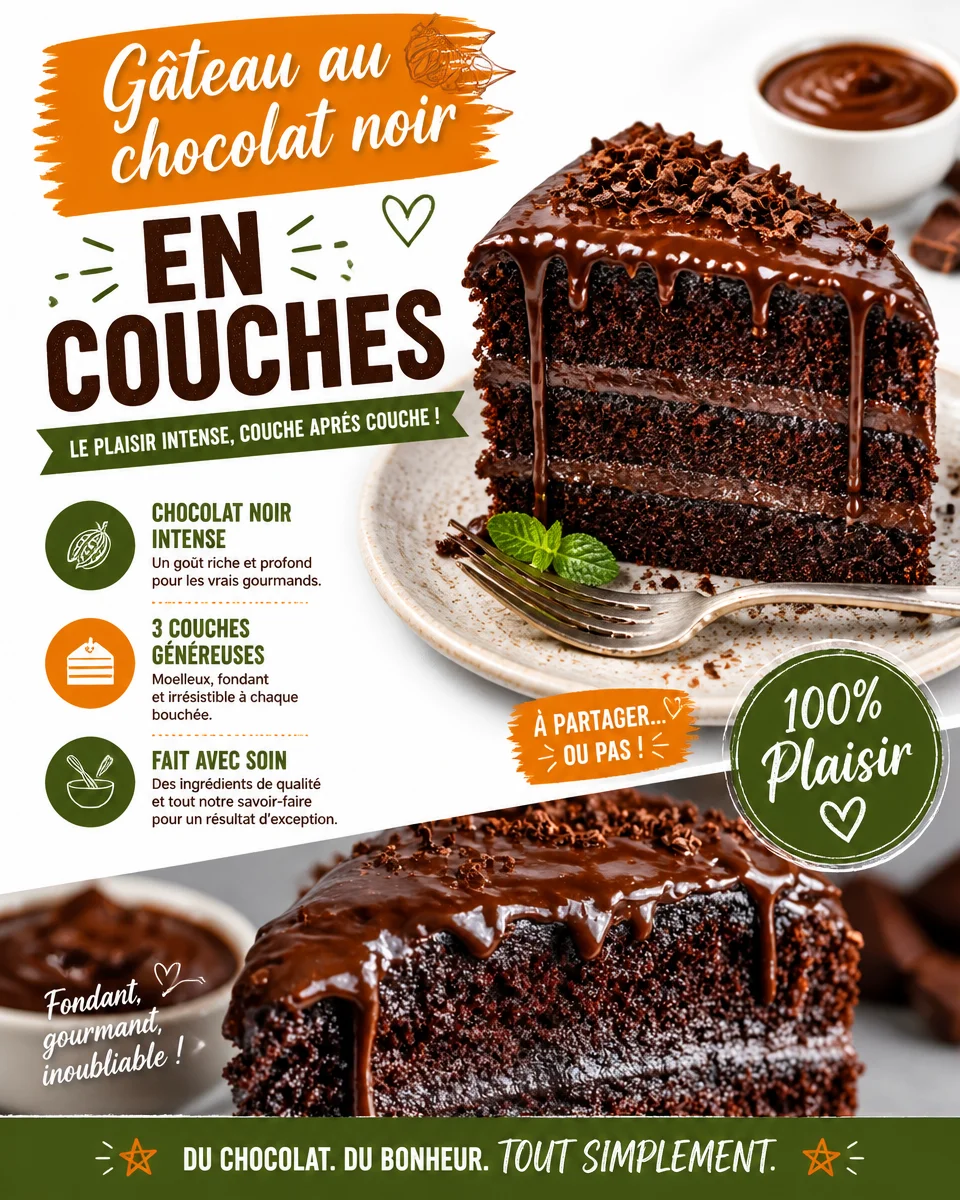 Un délicieux gâteau au chocolat en couches, parfait pour toutes les occasions