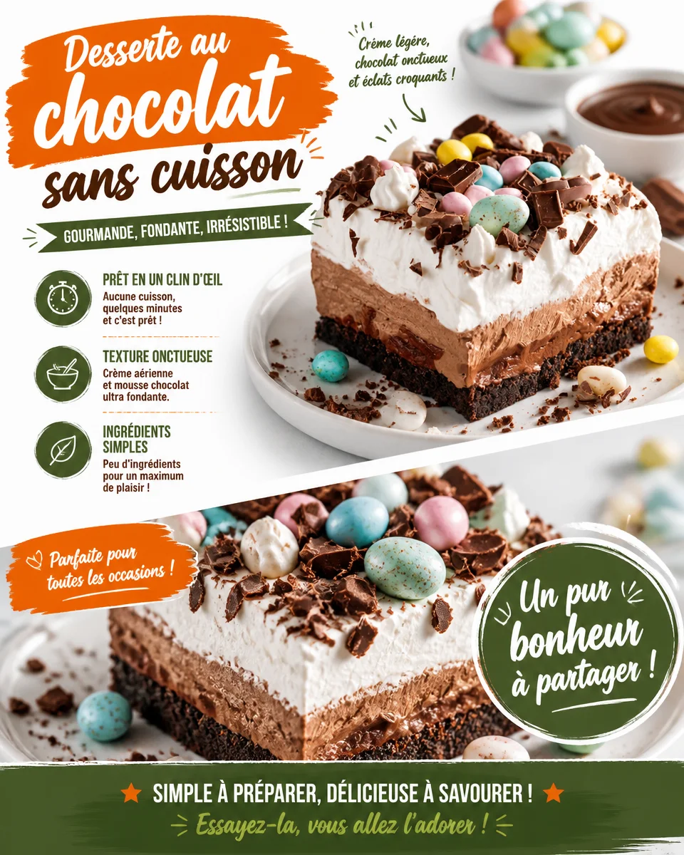 Dessert au chocolat sans cuisson - recette simple et délicieuse