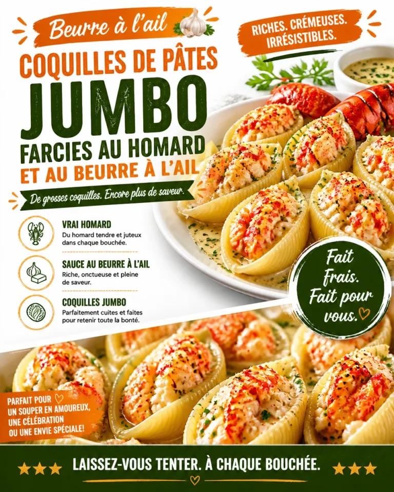 Coquilles de pâtes jumbo farcies au homard et au beurre à l'ail