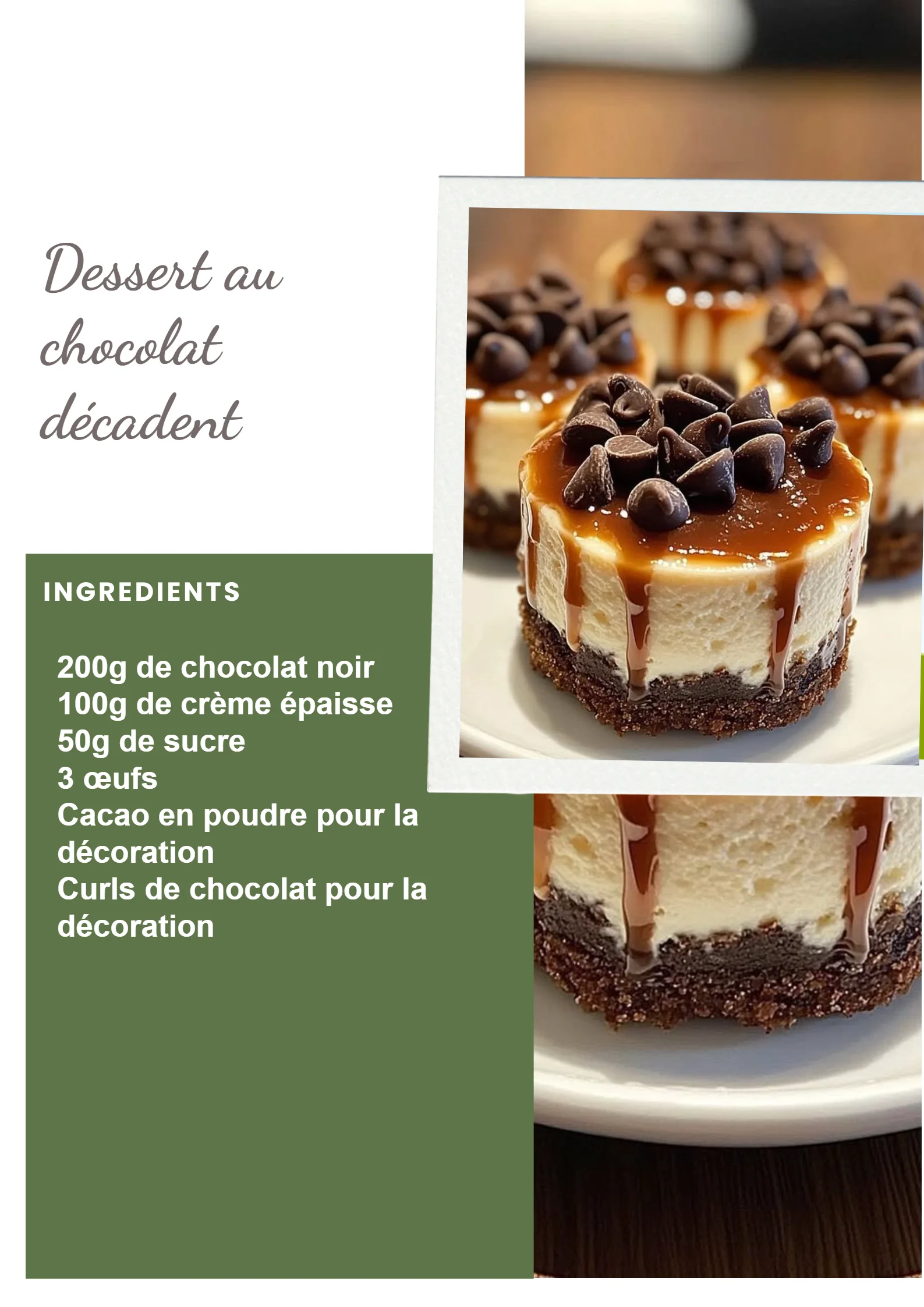 Dessert au chocolat décadent, riche et gourmand