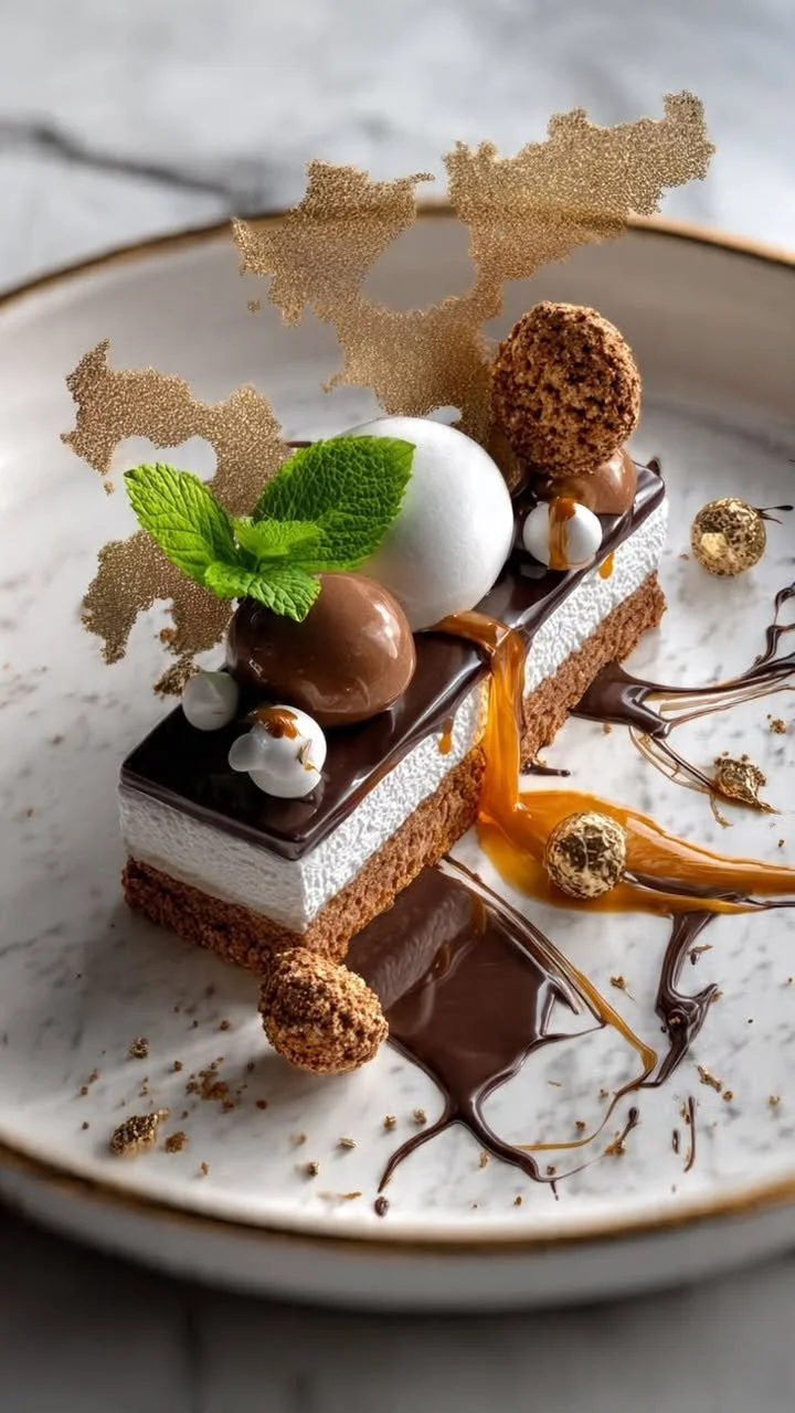 Dessert de chocolat et caramel