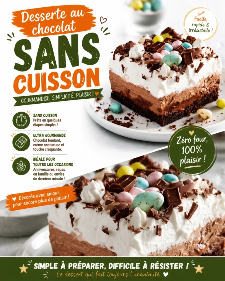 Desserte au chocolat sans cuisson, dessert facile et délicieux