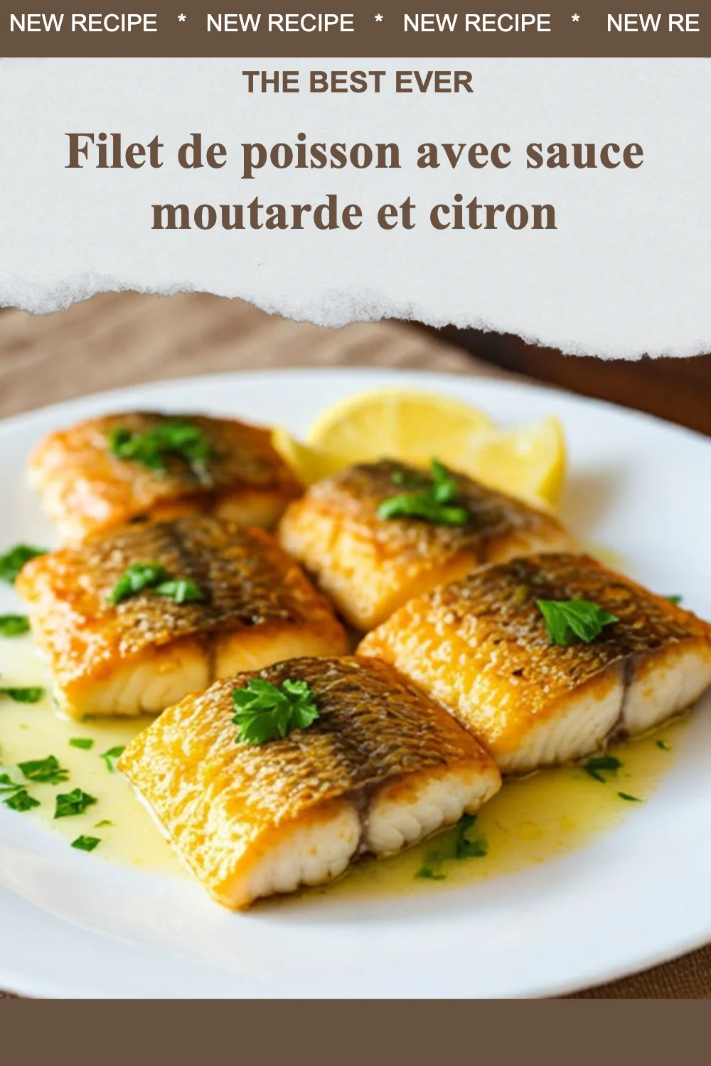 Filet de poisson avec sauce moutarde et citron sur une assiette gourmet