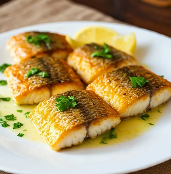Filet de poisson avec sauce moutarde et citron