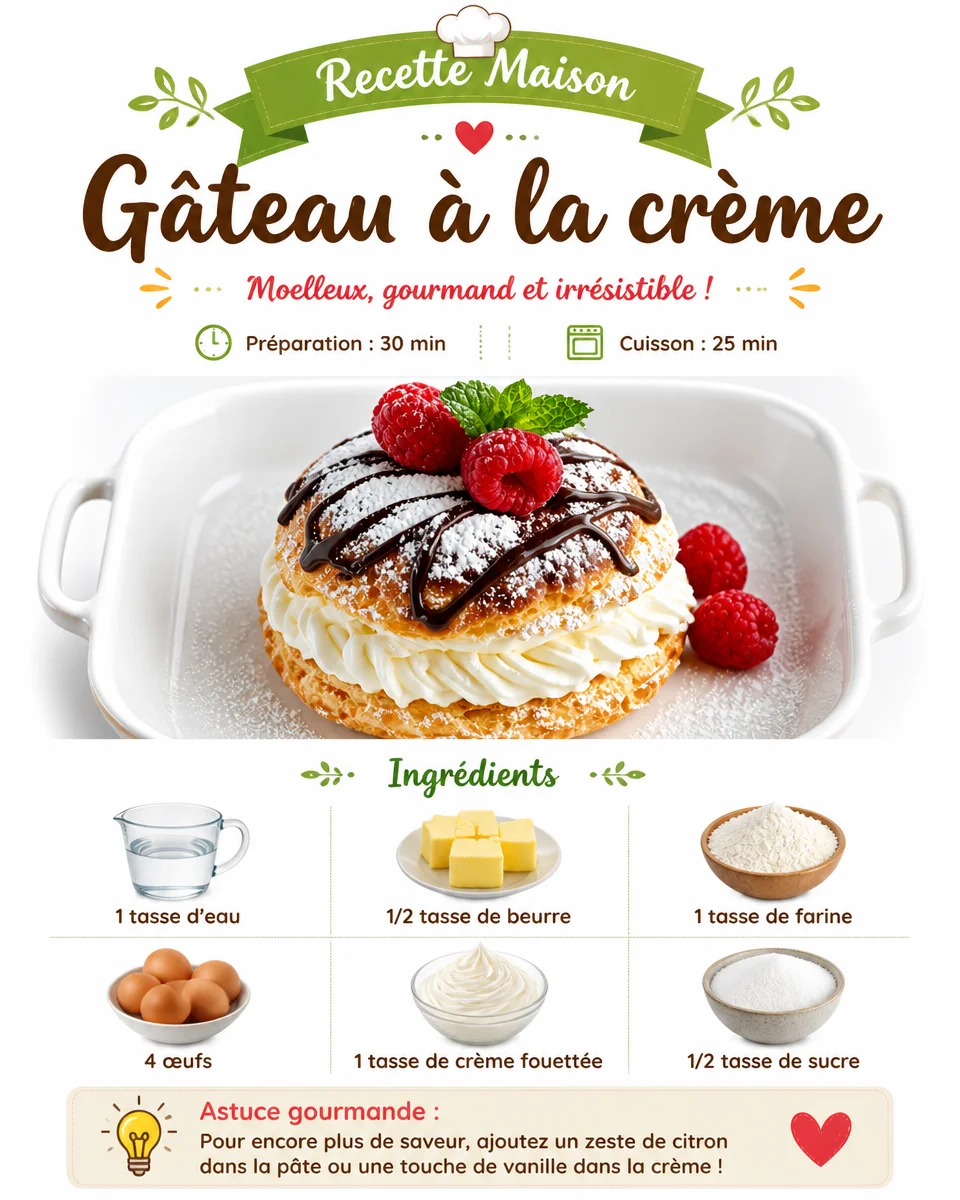 Gâteau à la crème moelleux avec une garniture délicate et crémeuse.