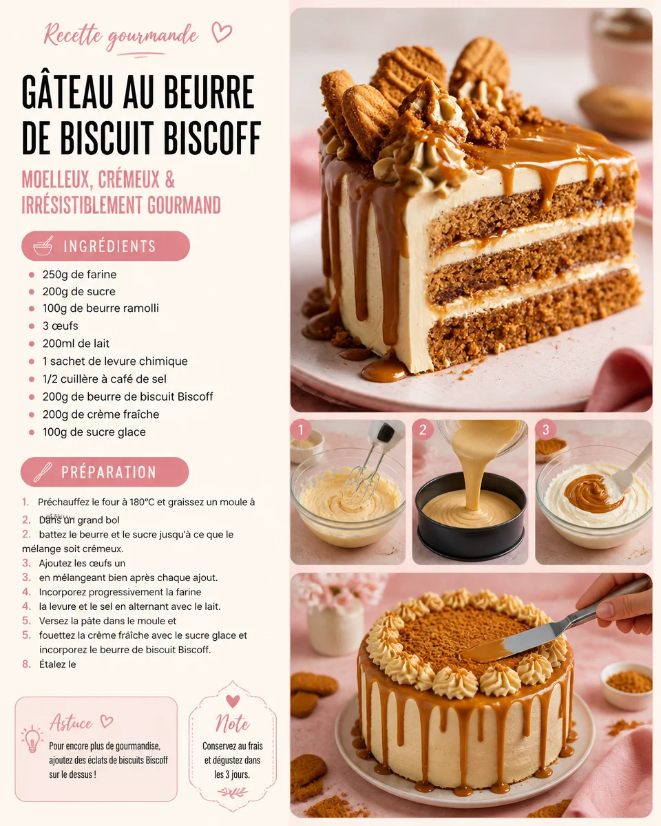 Gâteau Biscoff au beurre de biscuit savoureux et moelleux
