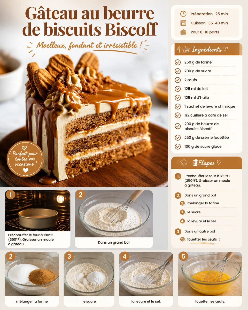 Gâteau au beurre de biscuits Biscoff, dessert gourmand avec une texture lisse.