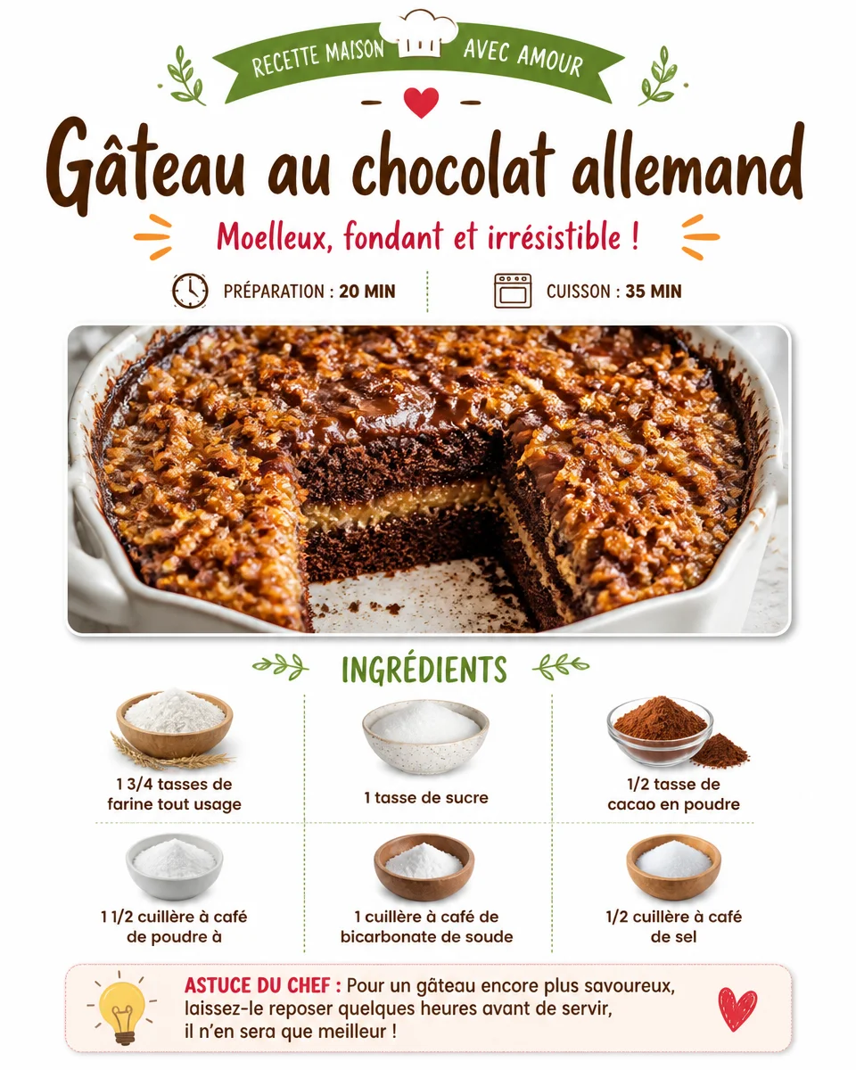 Gâteau au chocolat allemand riche et fondant, une délicieuse recette à savourer.