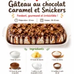 Gâteau au chocolat doux avec garniture crémeuse au caramel