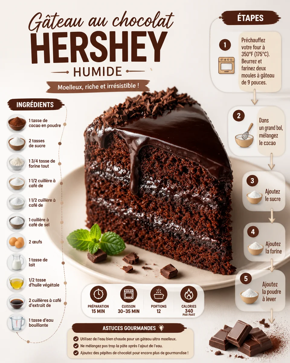 Gâteau au chocolat Hershey humide, une délicieuse recette à savourer