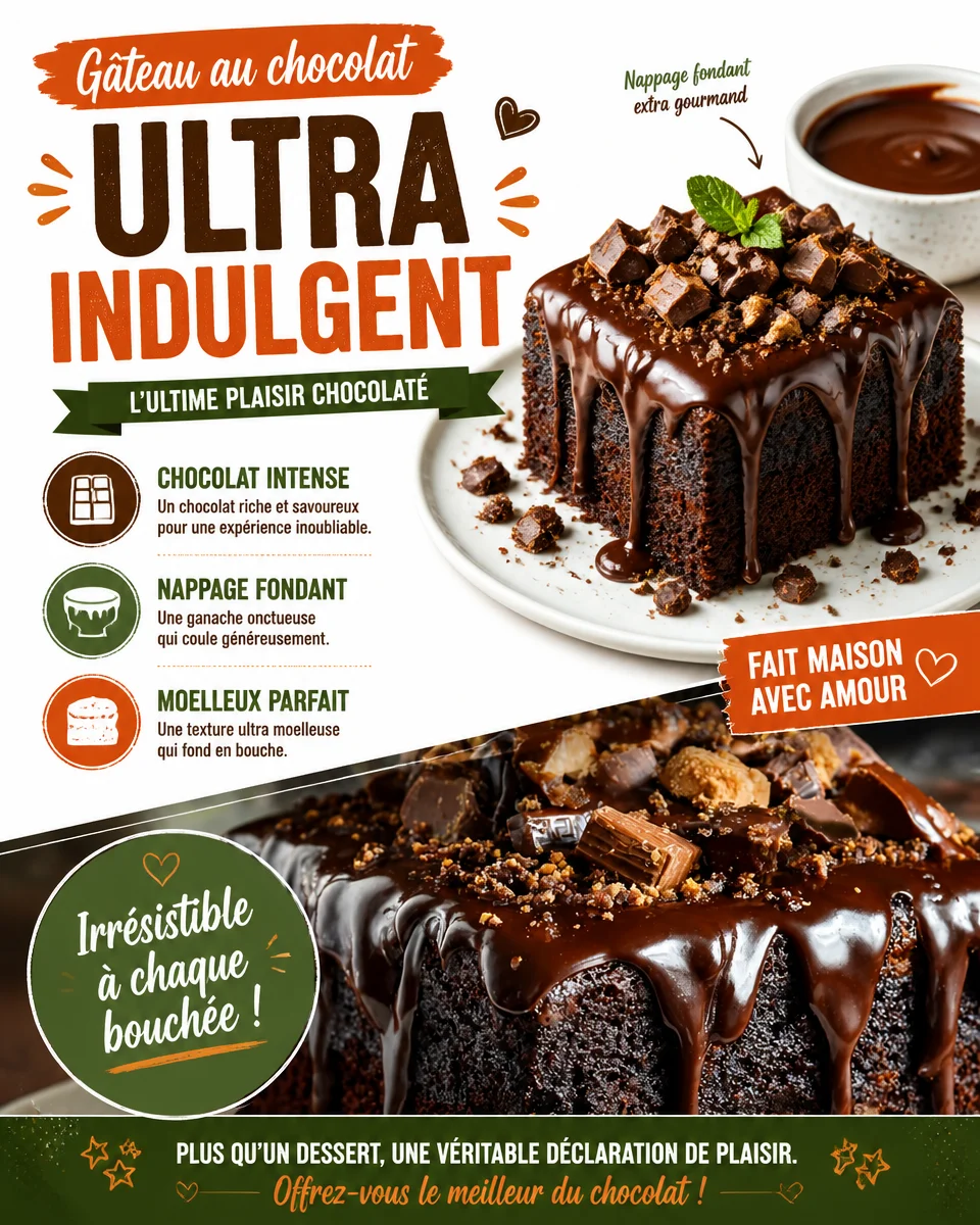 Gâteau au chocolat ultra indulgent avec une ganache riche