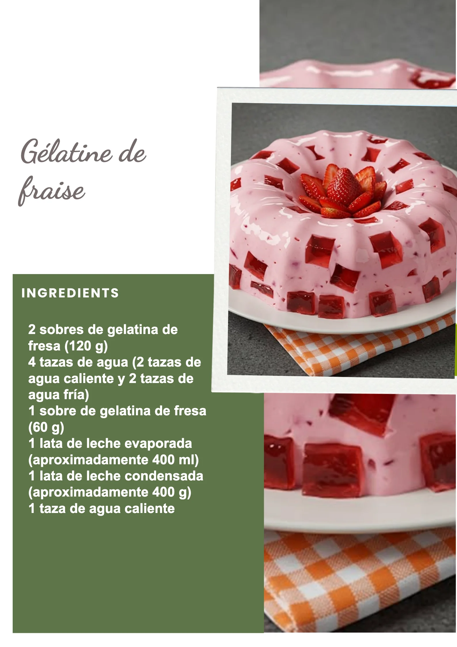 Gélatine de fraise maison dans un bol avec des fraises fraîches en arrière-plan
