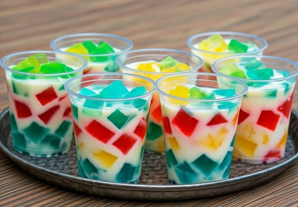 Gelée Mosaïque dans des Gobelets Jetables