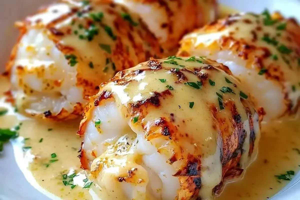 Grilled lobster tail in an easy garlic sauce