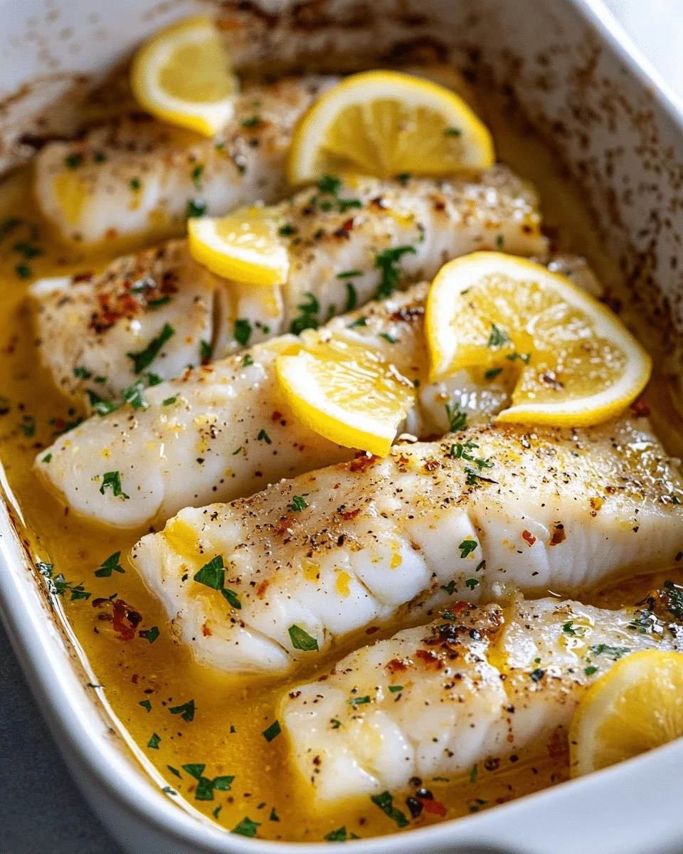 Morue au citron et &agrave; l'ail au four avec sauce au beurre : un plat de fruits de mer parfaitement savoureux