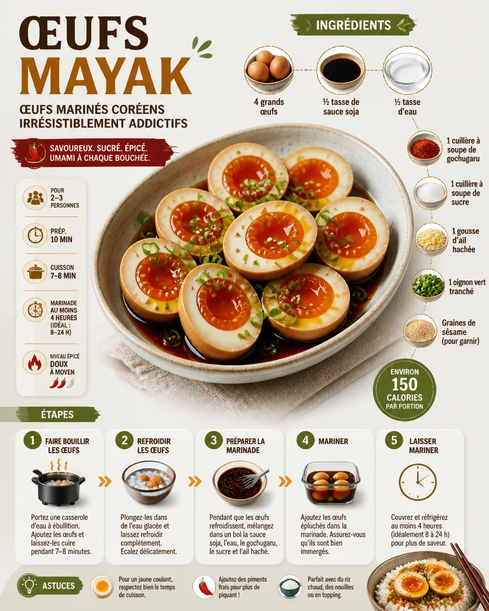 Oeufs Mayak avec épices sur un plat coloré, recette savoureuse et traditionnelle.