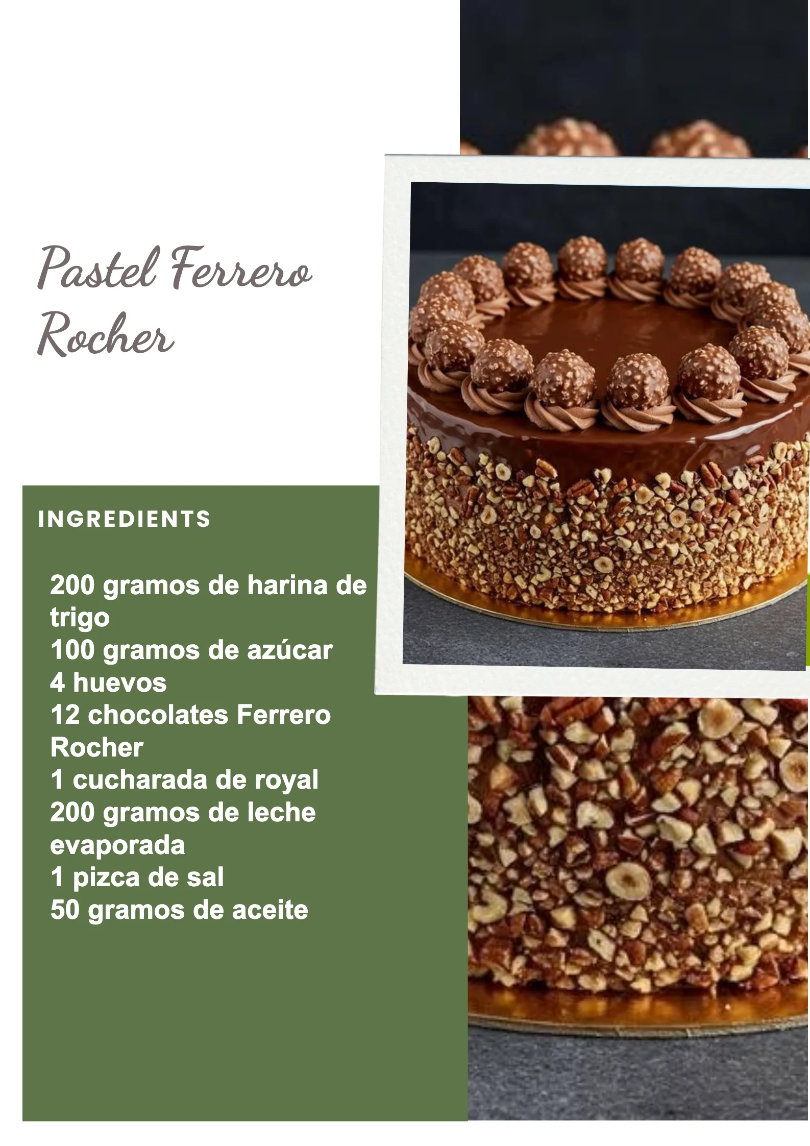 Un délicieux Pastel Ferrero Rocher garni de chocolat et de noisettes.