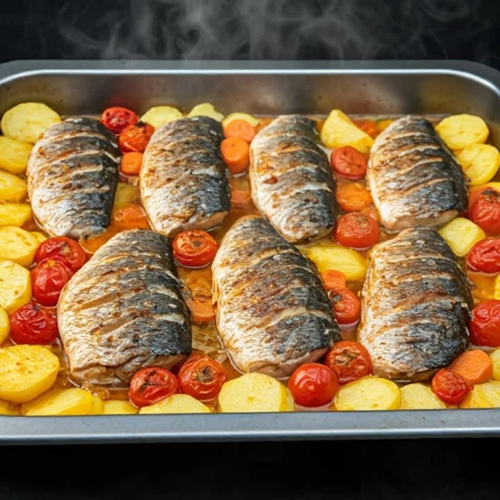 Poisson au four avec des légumes