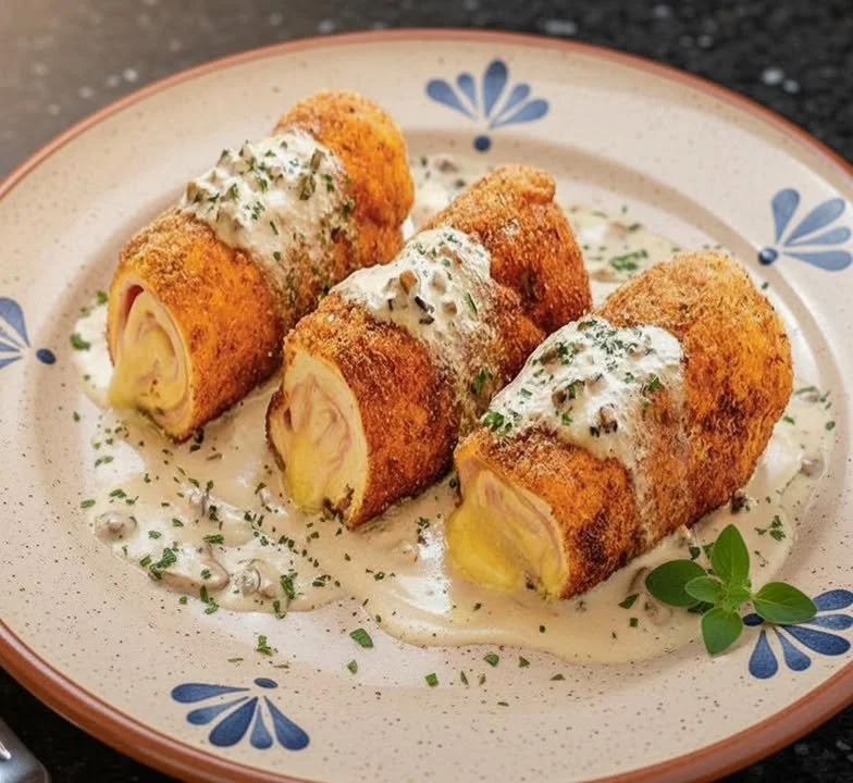 Poitrines Cordon Bleu avec Sauce aux Champignons