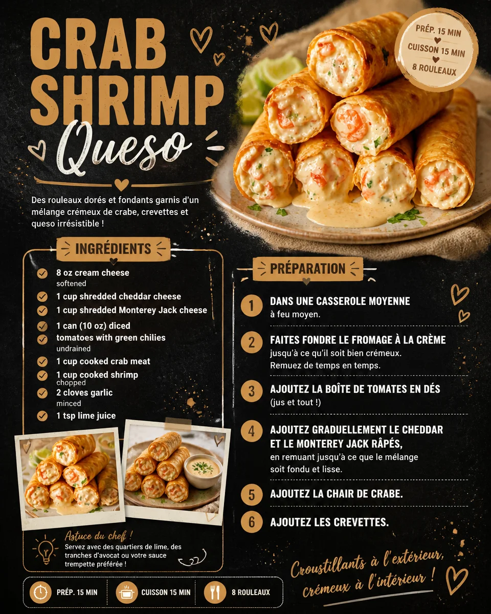Plat de queso de crabe et de crevettes, crémeux et savoureux.