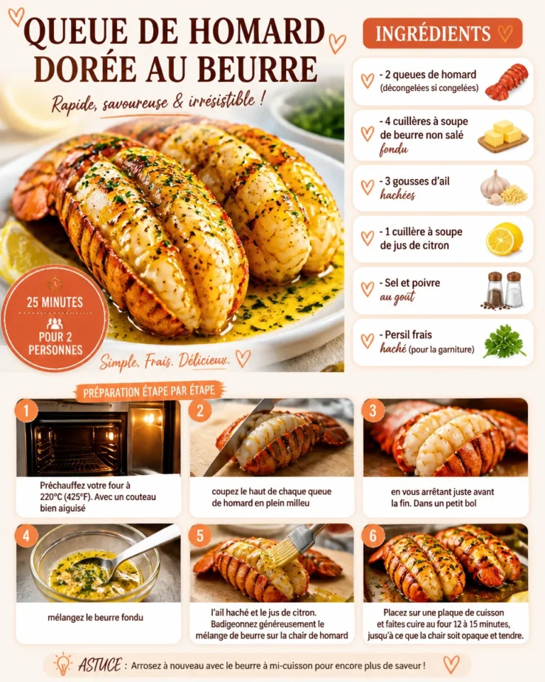 Queue de homard dorée au beurre, un plat gourmet délicieux